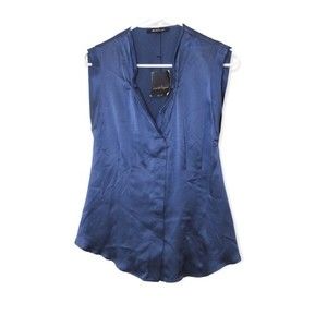 Nanette Lepore Blouse Shirt  Sleeveless Button Up  Silk Size 0